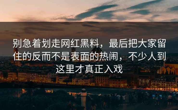 别急着划走网红黑料，最后把大家留住的反而不是表面的热闹，不少人到这里才真正入戏  第1张