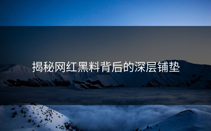 揭秘网红黑料背后的深层铺垫  第1张
