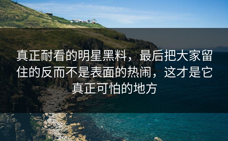 真正耐看的明星黑料，最后把大家留住的反而不是表面的热闹，这才是它真正可怕的地方  第1张