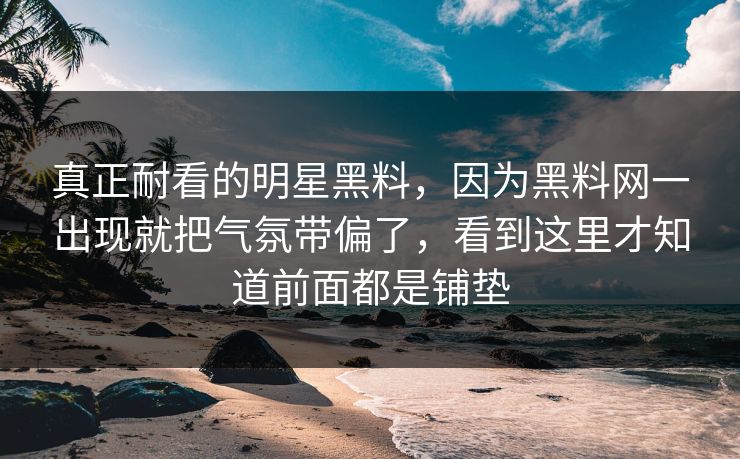 真正耐看的明星黑料，因为黑料网一出现就把气氛带偏了，看到这里才知道前面都是铺垫  第1张