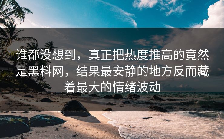 谁都没想到，真正把热度推高的竟然是黑料网，结果最安静的地方反而藏着最大的情绪波动  第1张