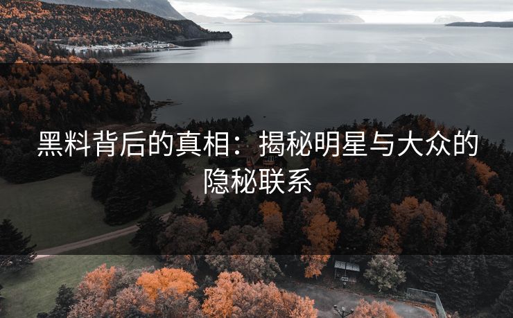 黑料背后的真相:揭秘明星与大众的隐秘联系 第1张 黑料背后的真相:揭秘明星与大众的隐秘联系 第1张