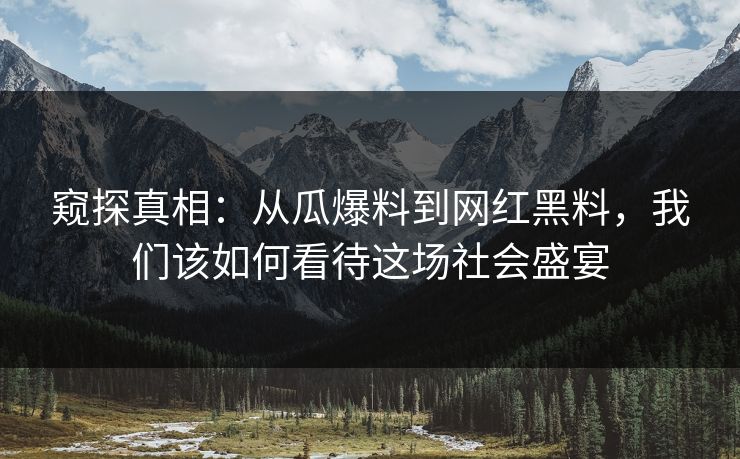 窥探真相：从瓜爆料到网红黑料，我们该如何看待这场社会盛宴  第1张